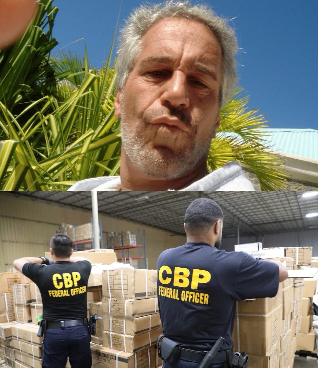 Epstein cozying up to CBP officers on his island